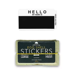 Eggshell Stickers (Black Hello My Name)